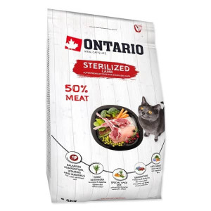ONTARIO CAT STERILISED LAMB sausā kaķu barība Jērs 2kg